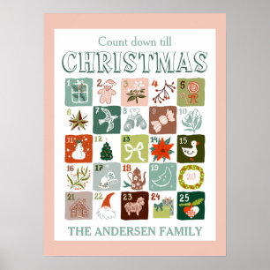 Weihnachts-Adventskalender Countdown Poster