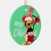 Weihnachts-Affen Grün Rot Niedliche Keramik Orname Keramik Ornament (Rechts)