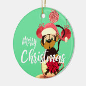 Weihnachts-Affen Grün Rot Niedliche Keramik Orname Keramik Ornament (Links)
