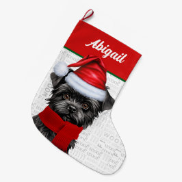 Weihnachts Affenpinscher Hund Name Woof Background Großer Weihnachtsstrumpf