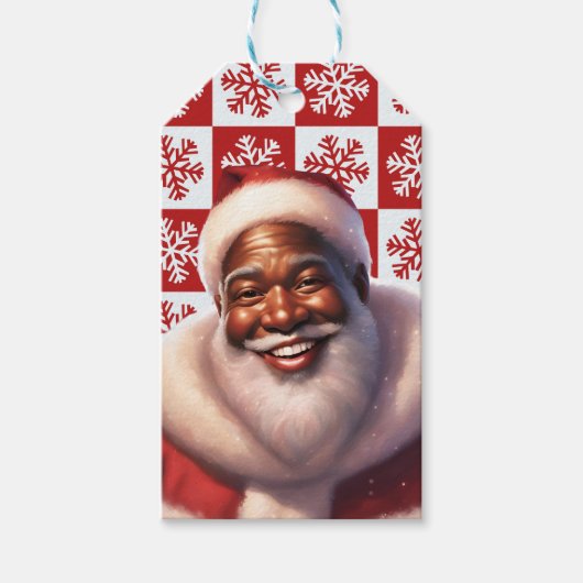Weihnachts-Afroamerikaner Jolly Santa Claus, Geschenkanhänger (Vorderseite)
