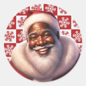 Weihnachts-Afroamerikaner Jolly Santa Claus, Runder Aufkleber (Vorderseite)