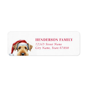 Weihnachts Airdale Terrier Rücksendeadresse