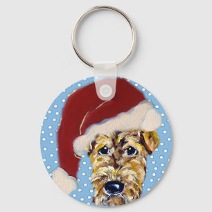 Weihnachts-Airedale Schlüsselanhänger