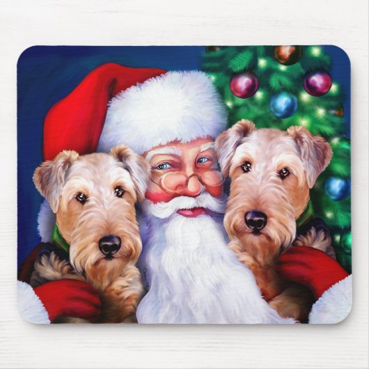 Weihnachts-Airedale-Terrier Mousepad (Vorne)