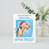 Weihnachts Airedale Urlaub Einladung (Stehend Vorderseite)