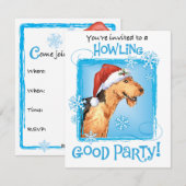 Weihnachts Airedale Urlaub Einladung (Vorne/Hinten)