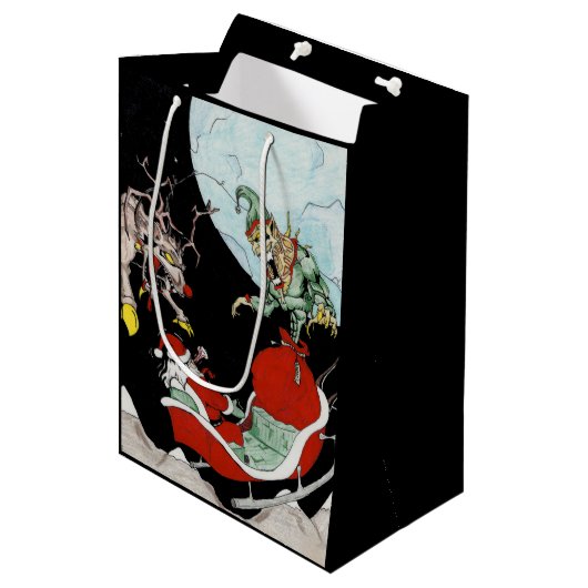 Weihnachts-Albtraum Custom Geschenktasche Mittlere Geschenktüte (Vorderseite Schrägansicht)