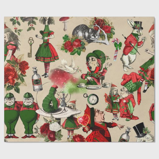 Weihnachts-Alice im Wunderland Geschenkpapier (Flach)