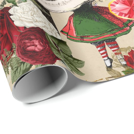 Weihnachts-Alice im Wunderland Geschenkpapier (Rolleneckpunkt)