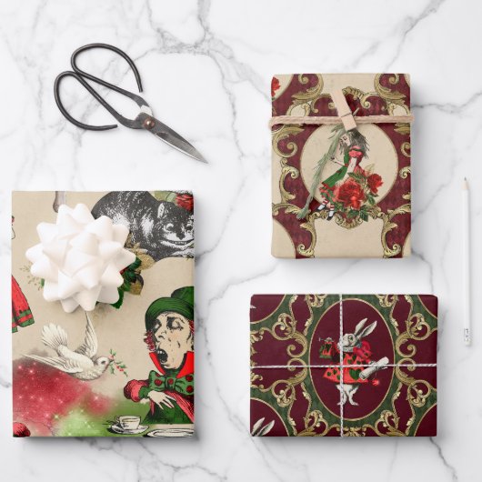 Weihnachts-Alice im Wunderland Geschenkpapier Set (Vorderseite)