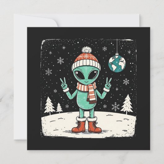 Weihnachts-Alien Feiertagskarte (Vorderseite)