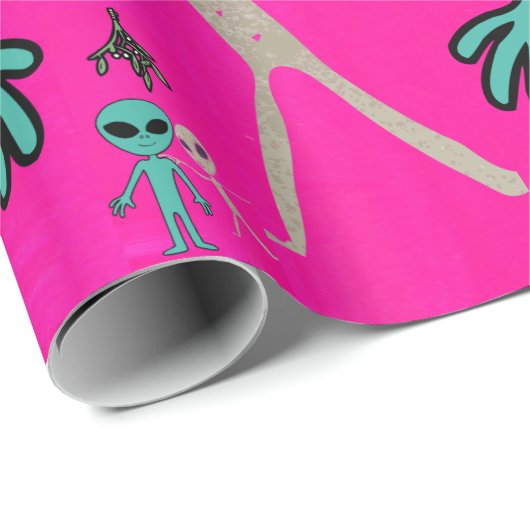 Weihnachts-Alien Geschenkpapier (Rolleneckpunkt)