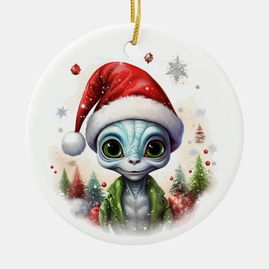 Weihnachts-Alien Keramik Ornament (Vorne)