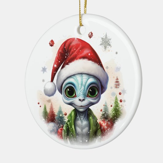 Weihnachts-Alien Keramik Ornament (Links)