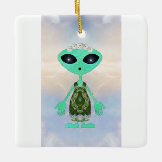 Weihnachts-Alien Keramikornament (Vorderseite)