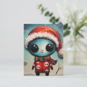 Weihnachts-Alien Postkarte (Stehend Vorderseite)