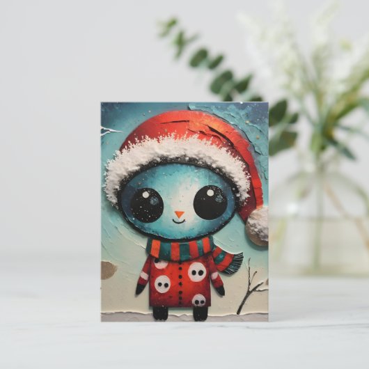 Weihnachts-Alien Postkarte (Stehend Vorderseite)