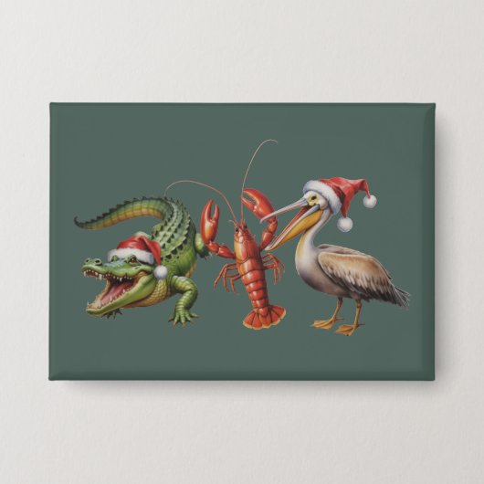 Weihnachts-Alligator-Pelikan-Crawfish-Gans-Tier Button (Vorderseite)