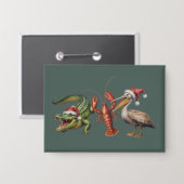 Weihnachts-Alligator-Pelikan-Crawfish-Gans-Tier Button (Vorderseite/Rückseite)