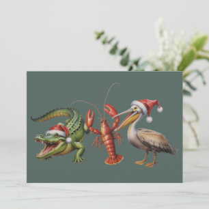 Weihnachts-Alligator-Pelikan-Crawfish-Gans-Tier Feiertagskarte