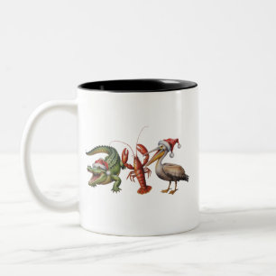 Weihnachts-Alligator-Pelikan-Crawfish-Gans-Tier Zweifarbige Tasse