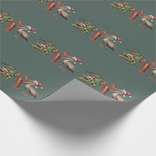 Weihnachts-Alligator-Pelikan-Krebs-Gans-Tier Geschenkpapier (Ecke)