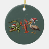 Weihnachts-Alligator-Pelikan-Krebs-Gans-Tier Keramik Ornament (Vorne)