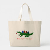 Weihnachts-Alligator-Tragetasche Jumbo Stoffbeutel (Rückseite)
