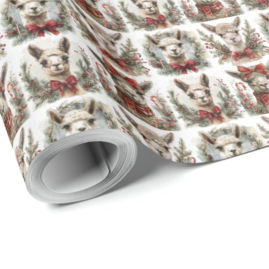 Weihnachts Alpaca Weihnachtsgeschenk Wrap Paper Geschenkpapier (Rolleneckpunkt)