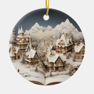 Weihnachts Alpensturybuch Dorf Keramik Ornament