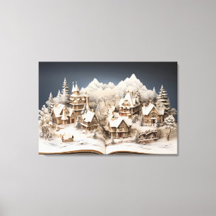 Weihnachts Alpensturybuch Dorf Leinwanddruck