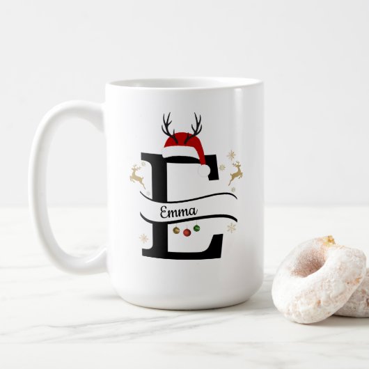 Weihnachts-Alphabet-Kollektion – Buchstabe E Desig Kaffeetasse (Mit Donut)