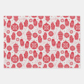 Weihnachts altmodische Muster Wrapping Paper Sheet Geschenkpapier Set (Vorderseite)
