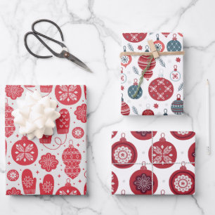 Weihnachts altmodische Muster Wrapping Paper Sheet Geschenkpapier Set