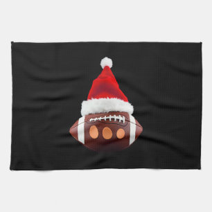 Weihnachts-American-Football-Ball-Santa-Hut (2) Geschirrtuch