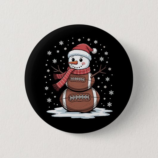 Weihnachts American Football Snowman Xmas Sport Button (Vorderseite)