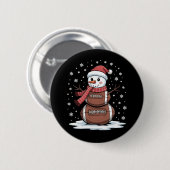 Weihnachts American Football Snowman Xmas Sport Button (Vorne & Hinten)