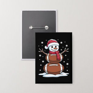 Weihnachts American Football Snowman Xmas Sport Button