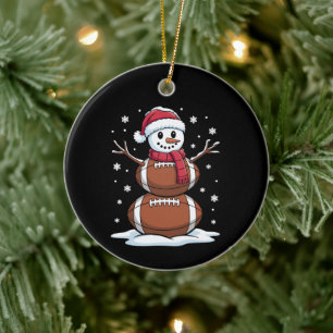 Weihnachts American Football Snowman Xmas Sport Keramik Ornament