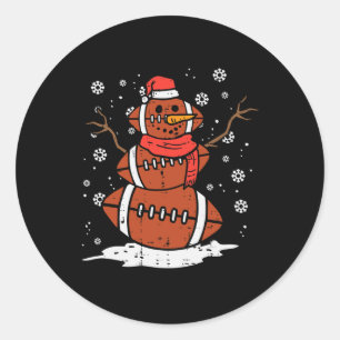 Weihnachts American Football Snowman Xmas Sport Mä Runder Aufkleber