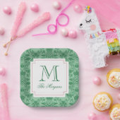 Weihnachts Ananas-Ornamente Monogramm Pappteller (Party)