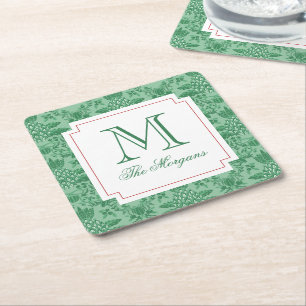Weihnachts Ananas-Ornamente Monogramm Rechteckiger Pappuntersetzer
