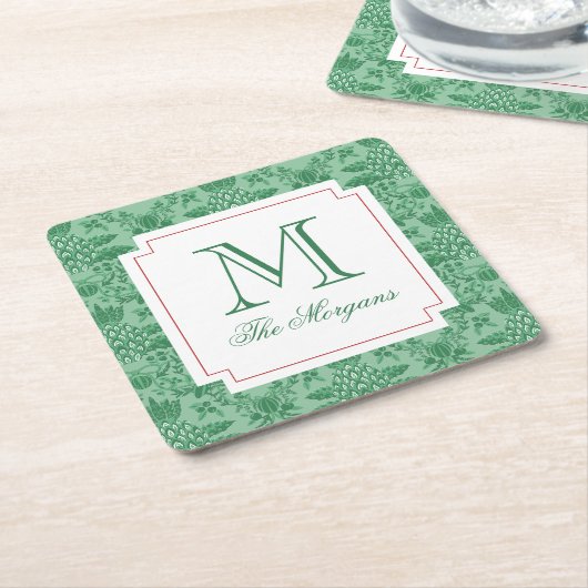 Weihnachts Ananas-Ornamente Monogramm Rechteckiger Pappuntersetzer (angewinkelt)