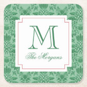 Weihnachts Ananas-Ornamente Monogramm Rechteckiger Pappuntersetzer (Vorderseite)