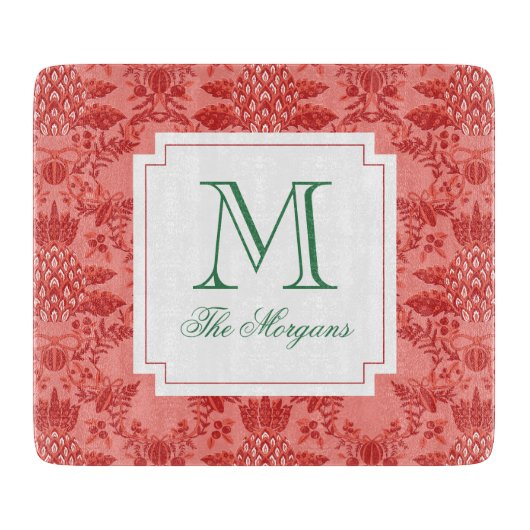 Weihnachts Ananas-Ornamente Monogramm Schneidebrett (Vorderseite)