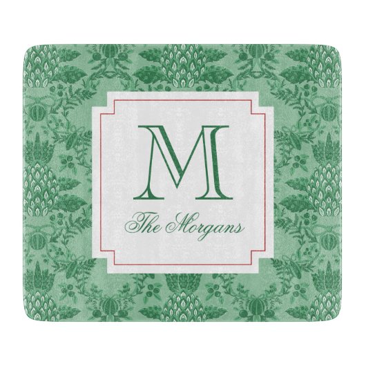 Weihnachts Ananas-Ornamente Monogramm Schneidebrett (Vorderseite)