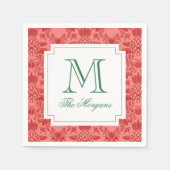 Weihnachts Ananas-Ornamente Monogramm Serviette (Vorderseite)