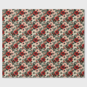 Weihnachts-Anemone Floraler Hintergrund Urlaub Geschenkpapier