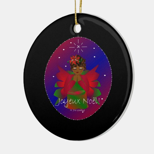 Weihnachts-Angel-Baby Gebet Joyeux-Weihnachten Keramik Ornament (Links)